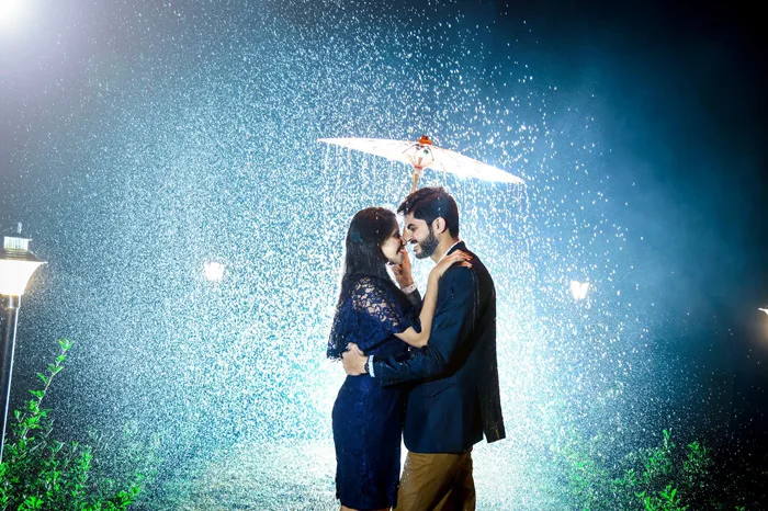 couple in rain