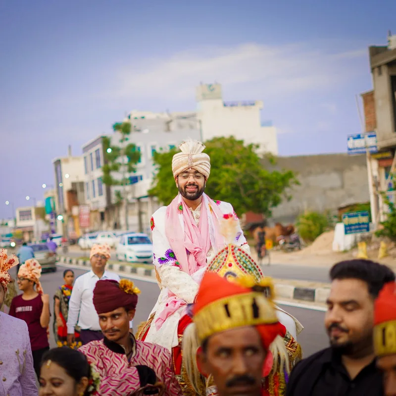group of people walking down a street