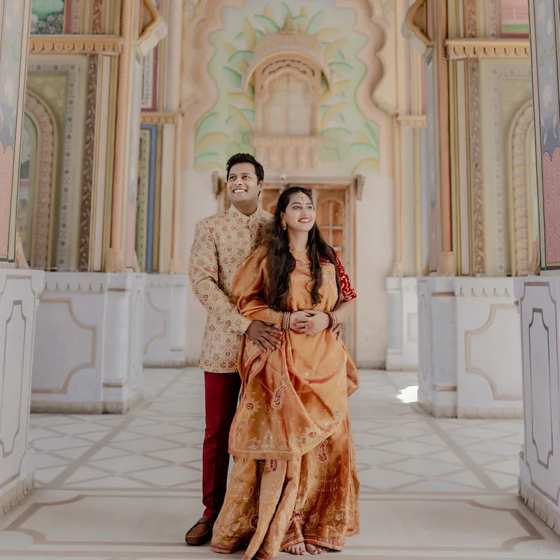 a man and a woman posing for a picture